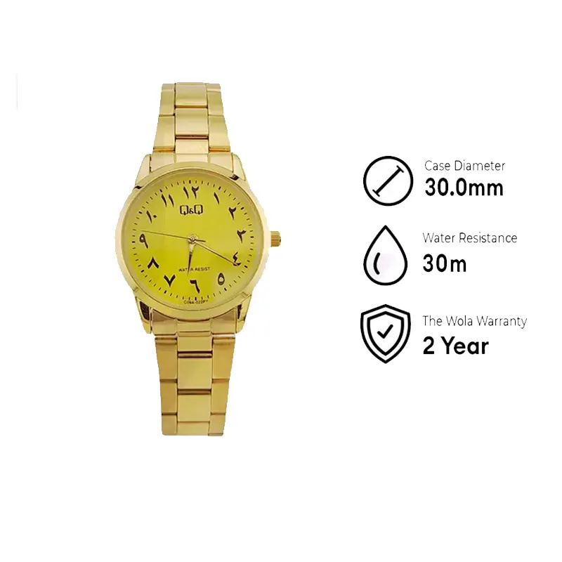 Q&Q Quartz Gold-tone Trandy Ladies Watch- C09A-022PY